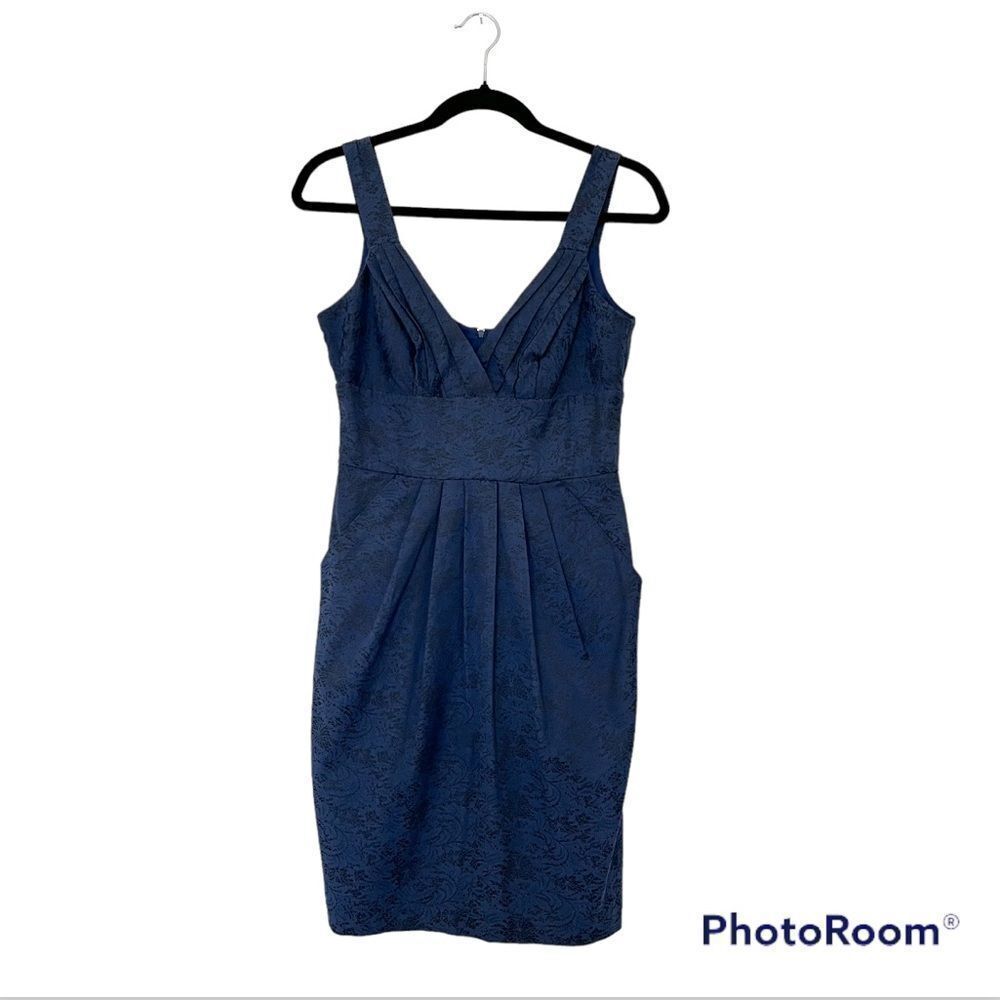 Bisou Bisou Navy Blue Sleeveless Derp V-neck‎ Mini Cocktail Dress Size 4